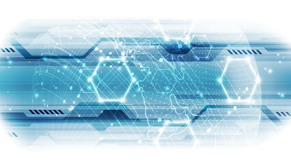 bstract technology background with globe and circuit board. Vector Illustration.