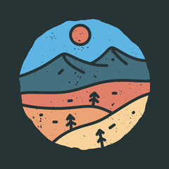 Simply nature mountain hand drawing artwork for print editable