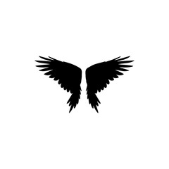 Obraz premium Black Crow wings silhouette vector illustration on white background