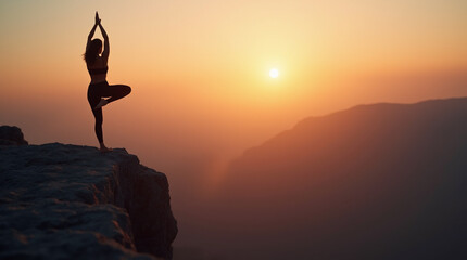 yoga on a mountain cliff