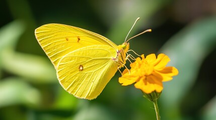 Close-Up of a Vibrant Yellow Butterfly, Capturing the Delicate Beauty of Nature