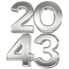Number 2043 Silver 3D Rendering