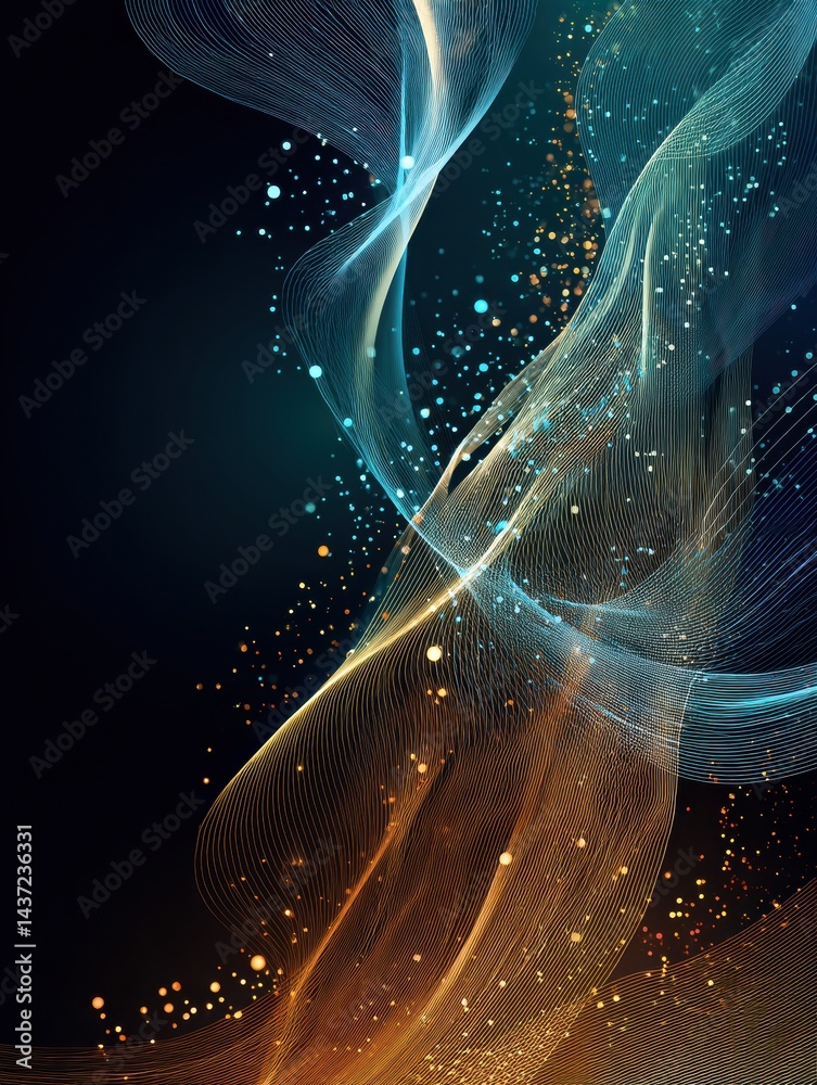 Aufkleber Gradient Waves of Data Particles Flow Smoothly in an Abstract Representation of Digital Energy