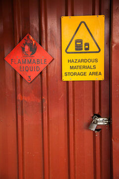 Hazardous materials storage area sign