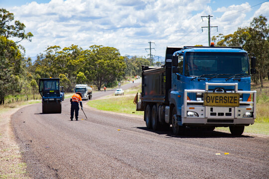 Roadwork, road being re-sealed
