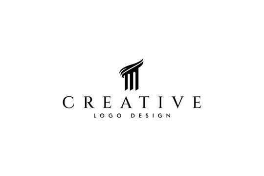 ancient greek rome column pillar logo in flat vector design style white background