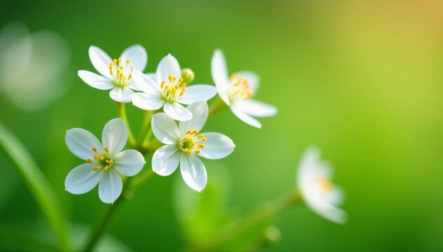 Close-up of delicate white wildflowers blooming in spring, white flowers, blooming, delicate