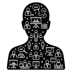 A silhouette of Business training icon vector set on a white background
