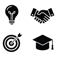 A silhouette of Business training icon vector set on a white background