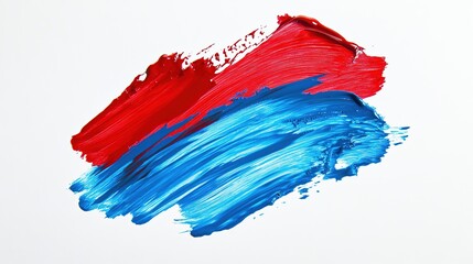 Fototapeta premium Red and Blue Grunge Brush Strokes with Oil Paint, Isolated on White Background for Artistic Design