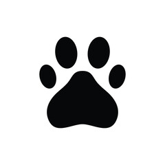 Paw print symbol in flat vector style. Animal paw clip art design