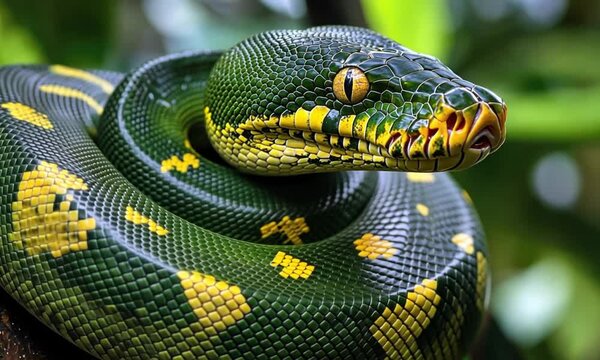 Green Tree Python: Majestic Serpent in its Natural Habitat