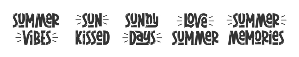 Summer Phrases Collection. Summer Vibes, Sunny Days, Sun Kissed and Other Quotes. 