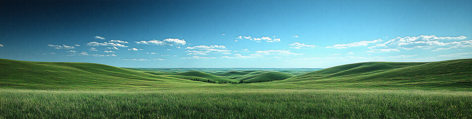Fototapeta premium distant_green_hills_blue_sky,