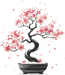 Serene Pink Blossom Bonsai Tree in a Pot