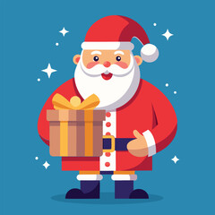 Santa with Holiday Gifts, Christmas Vector Art
