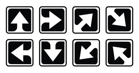 Vector arrow keys in square shape. a collection of arrow directional symbols for interface design, web design, apps and more.