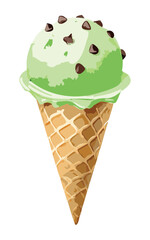 Mint Chocolate Chip Ice Cream - Vector illustration