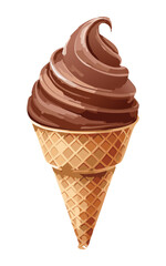 Chocolate ice cream cone - vector illustration