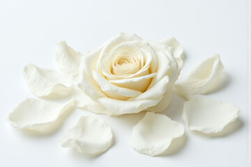 white rose petals on a white background