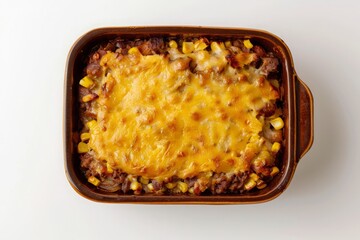 Savory Beef Casserole with Melted Cheese and Corn Topping