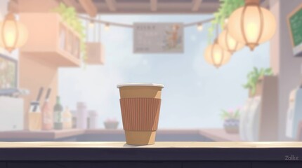 Cozy coffee shop scene