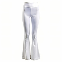 Stylish White Flare Pants: High-Waisted Bell Bottoms Fashion Image on Transparent  background