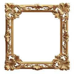 Ornate golden frame with floral corner embellishments against a black background square format view