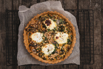 vegetable tart with goats curd