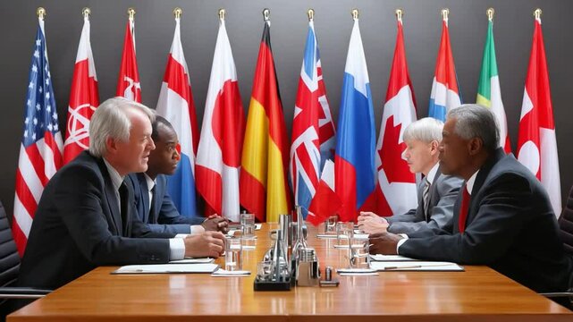 Diplomatic Summit: A pivotal summit unfolds as leaders representing diverse nations engage in crucial discussions.