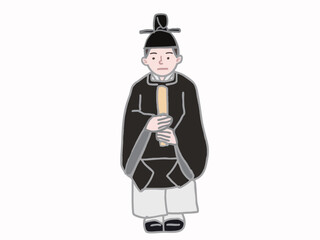 Illustration of a person wearing the sokutai costume of an aristocrat from the Heian period in Japan