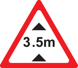 3.5m height restriction road warning sign, vehicle clearance traffic caution symbol, triangular road sign