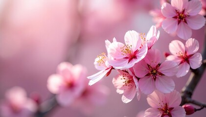 Delicate pink sakura blossoms in full bloom, forming a repeating pattern , flowers, pattern, design element