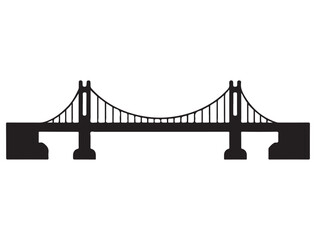 Obraz premium BRIDGE SILHOUETTE WHITE BACKGROUND