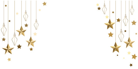 Elegant golden star and lantern ornaments arrangement for festive designs