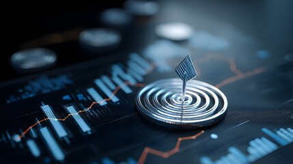 global business growth analysis and asset investment chart Business and Finance Up arrow Holographic economic chart, target and success. global economic trend analysis, financial graph analysis.