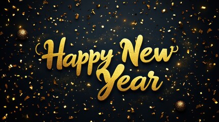 Festive gold Happy New Year graphic
