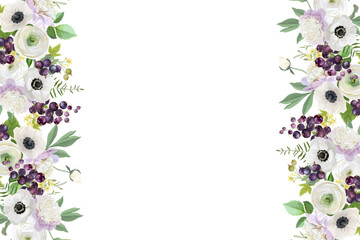 Watercolor flowers background vector for design.
