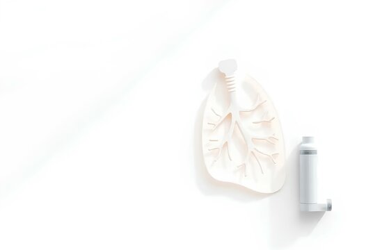 Minimalistic concept showing lungs and inhaler for world asthma day awareness campaign