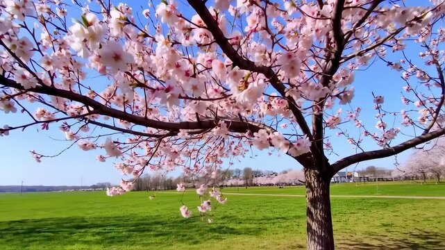 Blooming flowers sakura tree in spring