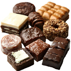 Assortment of baked goods in close up view