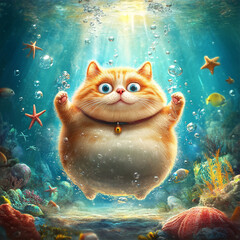 underwater cat