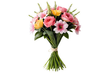 Obraz premium Bouquet of Pink Roses and Yellow Tulips