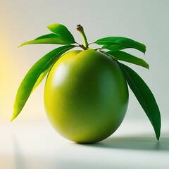 green mango with leaves