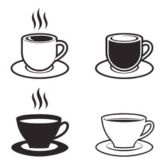 Obraz premium Set of Coffee Cup Icon Silhouette