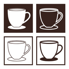 Obraz premium Set of Designed Coffee Cup Icon Silhouette