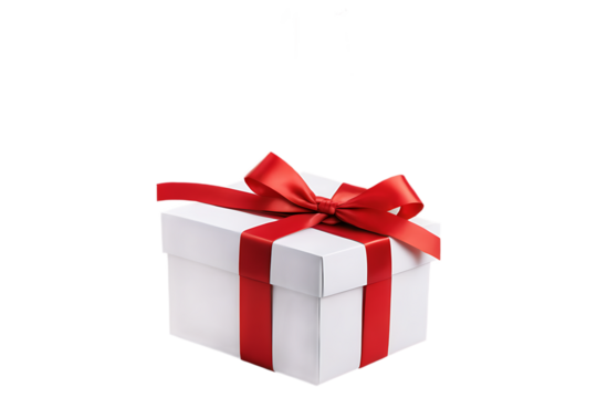 White Gift Box with Red Ribbon