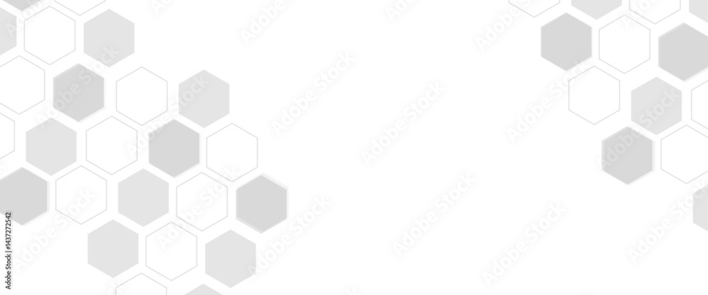 Fototapete Vector hexagons pattern. Geometric abstract background with simple hexagonal elements. Medical, technology or science design