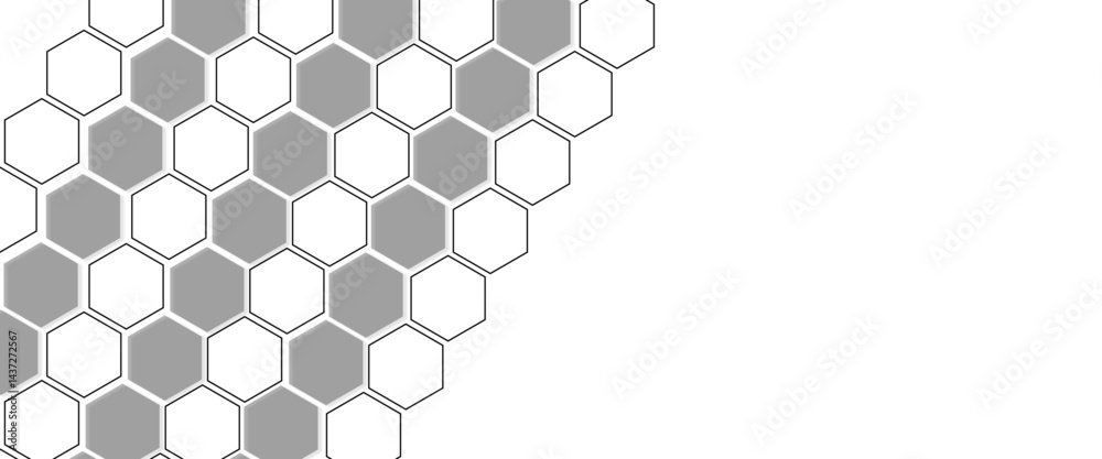 Poster Vector hexagons pattern. Geometric abstract background with simple hexagonal elements. Medical, technology or science design