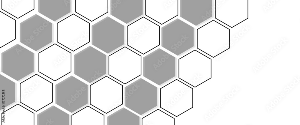 Poster Vector hexagons pattern. Geometric abstract background with simple hexagonal elements. Medical, technology or science design